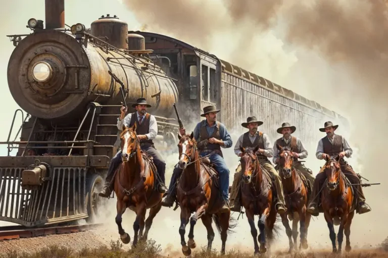 Outlaws robbing a train